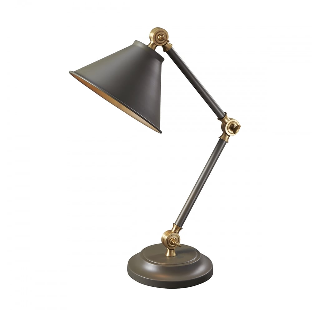 Elstead Provence Element Single Mini Table Lamp - Dark Grey & Aged Brass