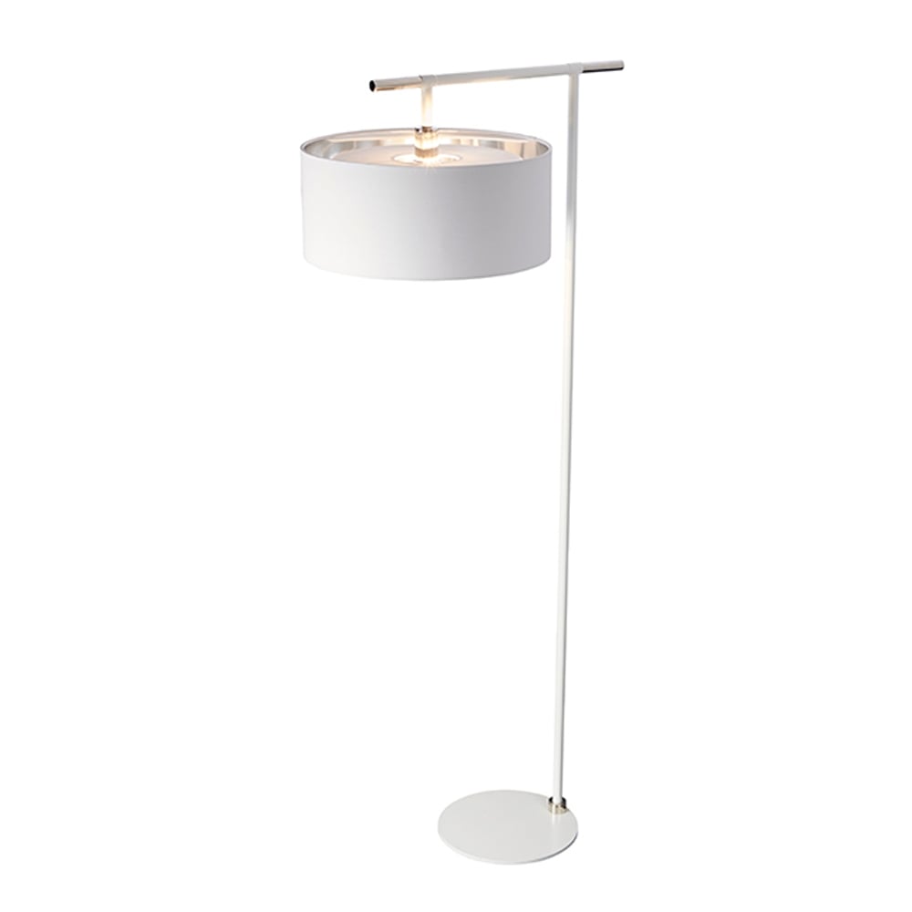 Elstead Balance Single Floor Lamp - White & Polished Nickel