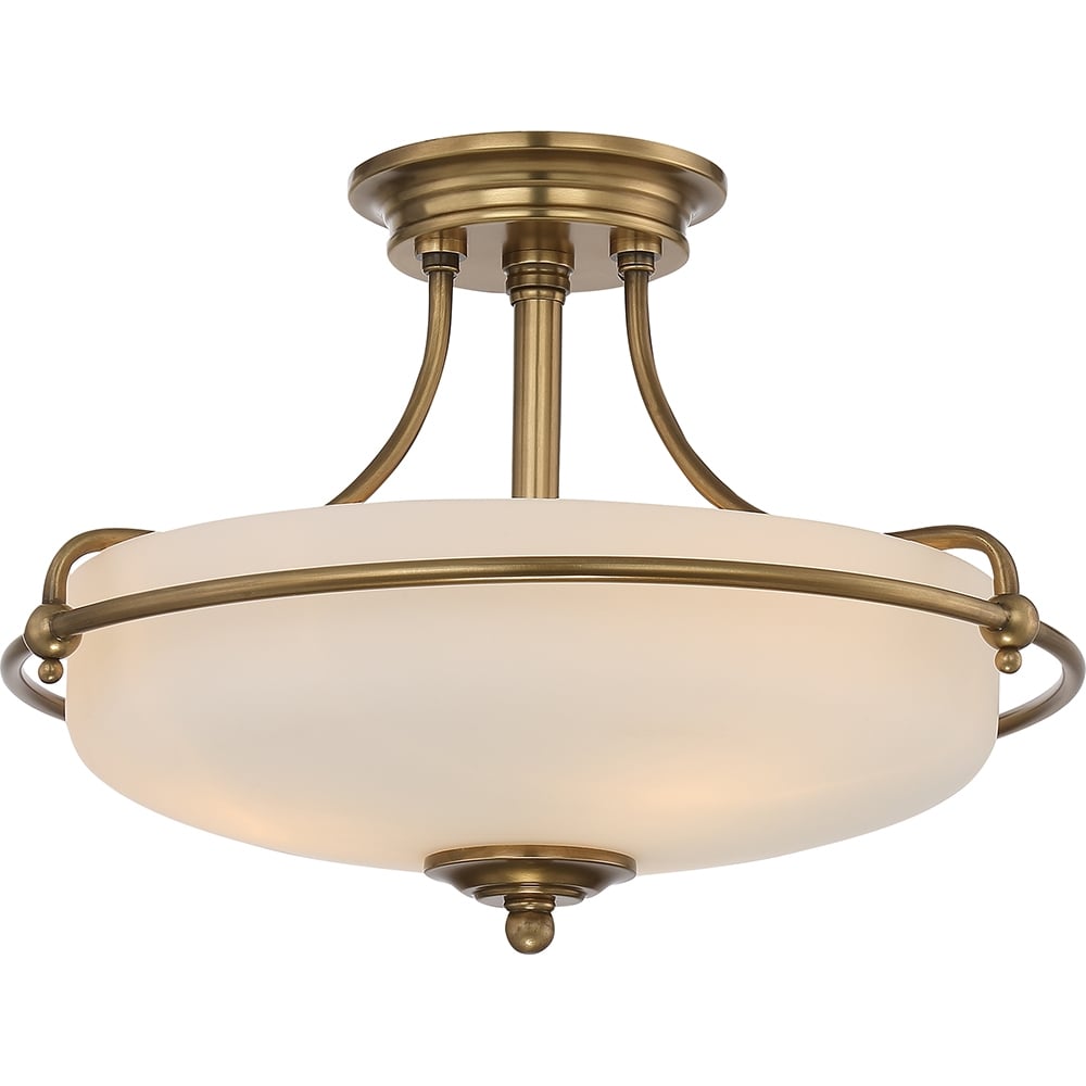 Quoizel Griffin 3 Light Small Semi-Flush Fitting - Weathered Brass