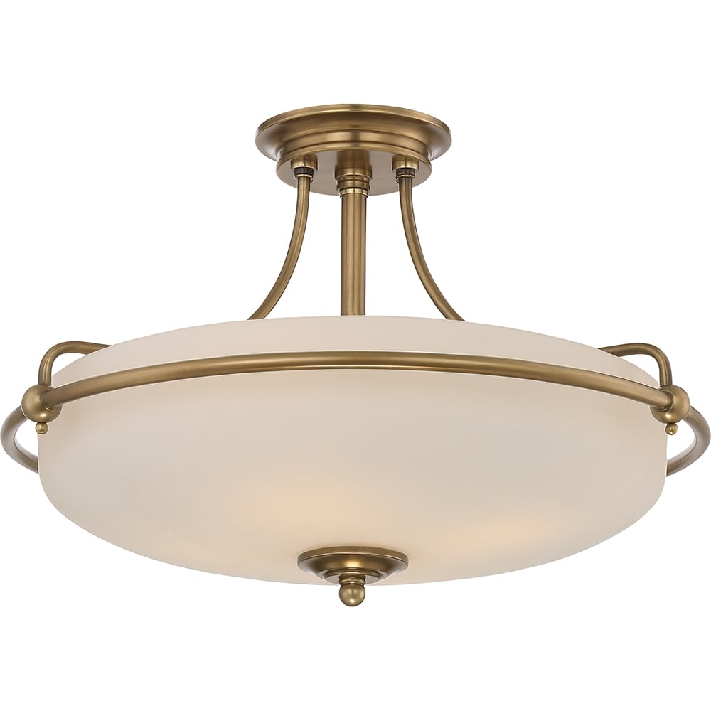 Quoizel Griffin 4 Light Medium Semi-Flush Fitting - Weathered Brass
