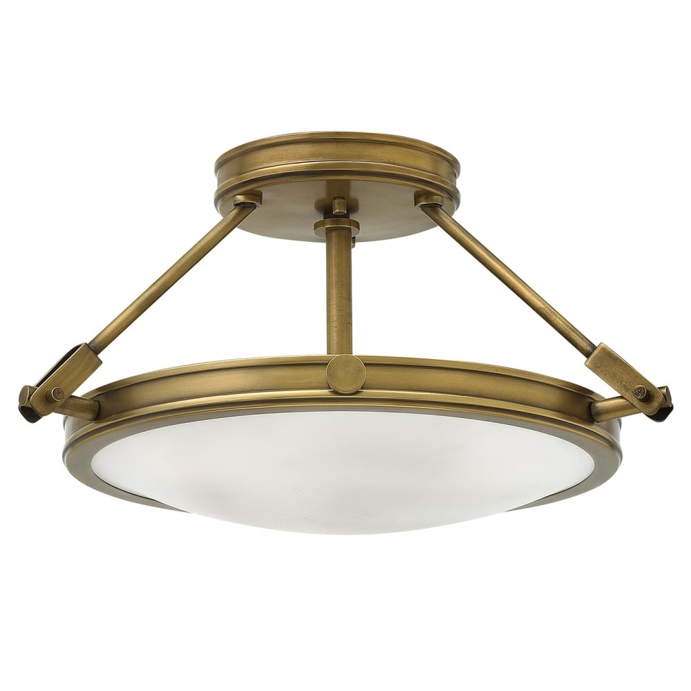 Hinkley Collier 3 Light Small Semi-Flush Fitting - Heritage Brass