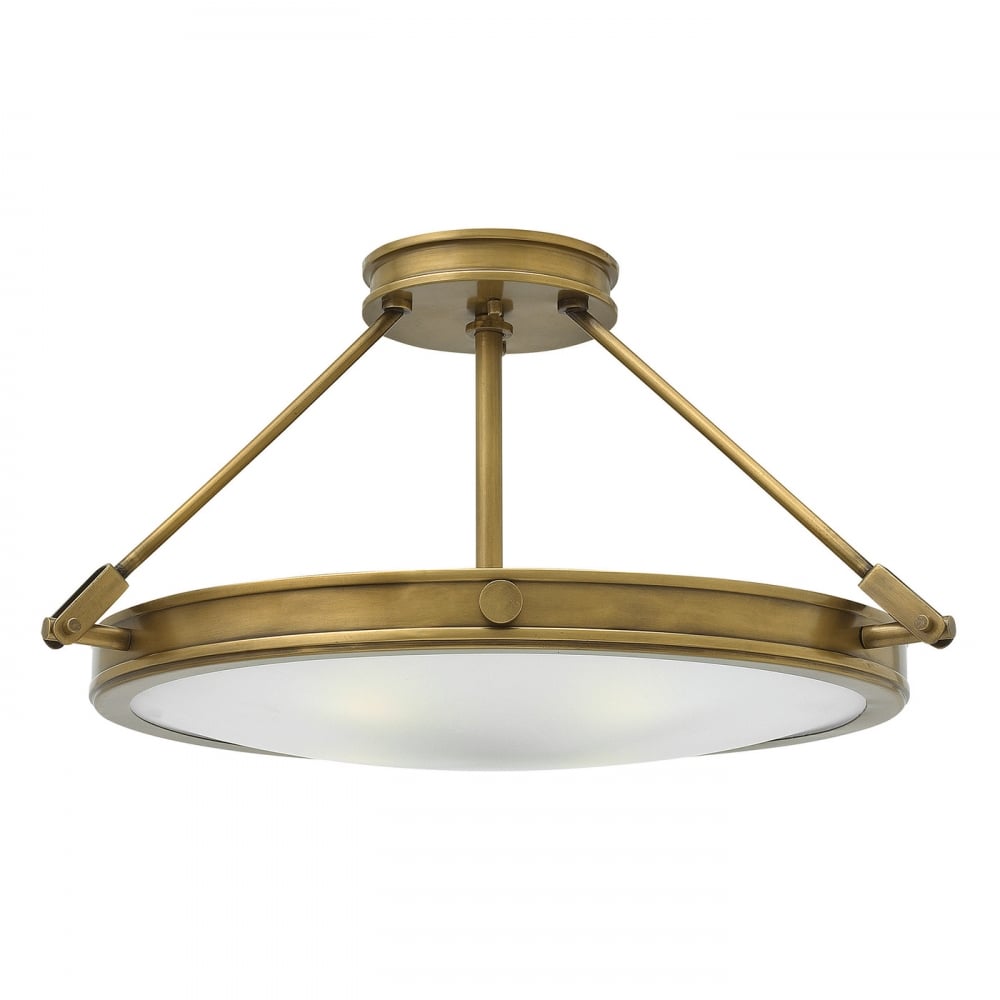 Hinkley Collier 4 Light Large Semi-Flush Fitting - Heritage Brass