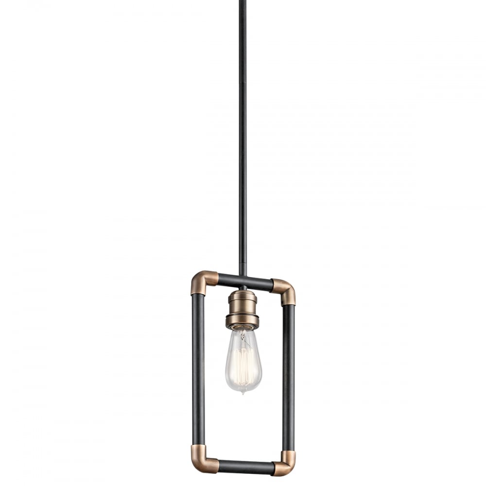 Kichler Imahn Single Mini Pendant - Black and Natural Brass