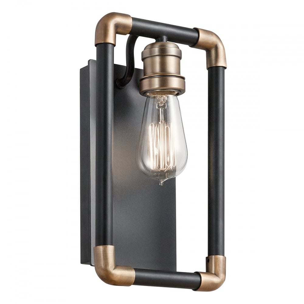 Kichler Imahn Single Wall Light - Black and Natural Brass