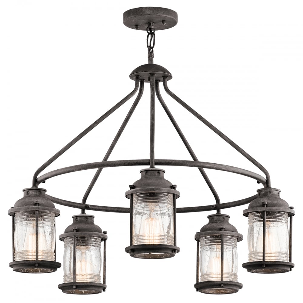 Kichler Ashland Bay 5 Light Outdoor Chandelier - Weathered Zinc