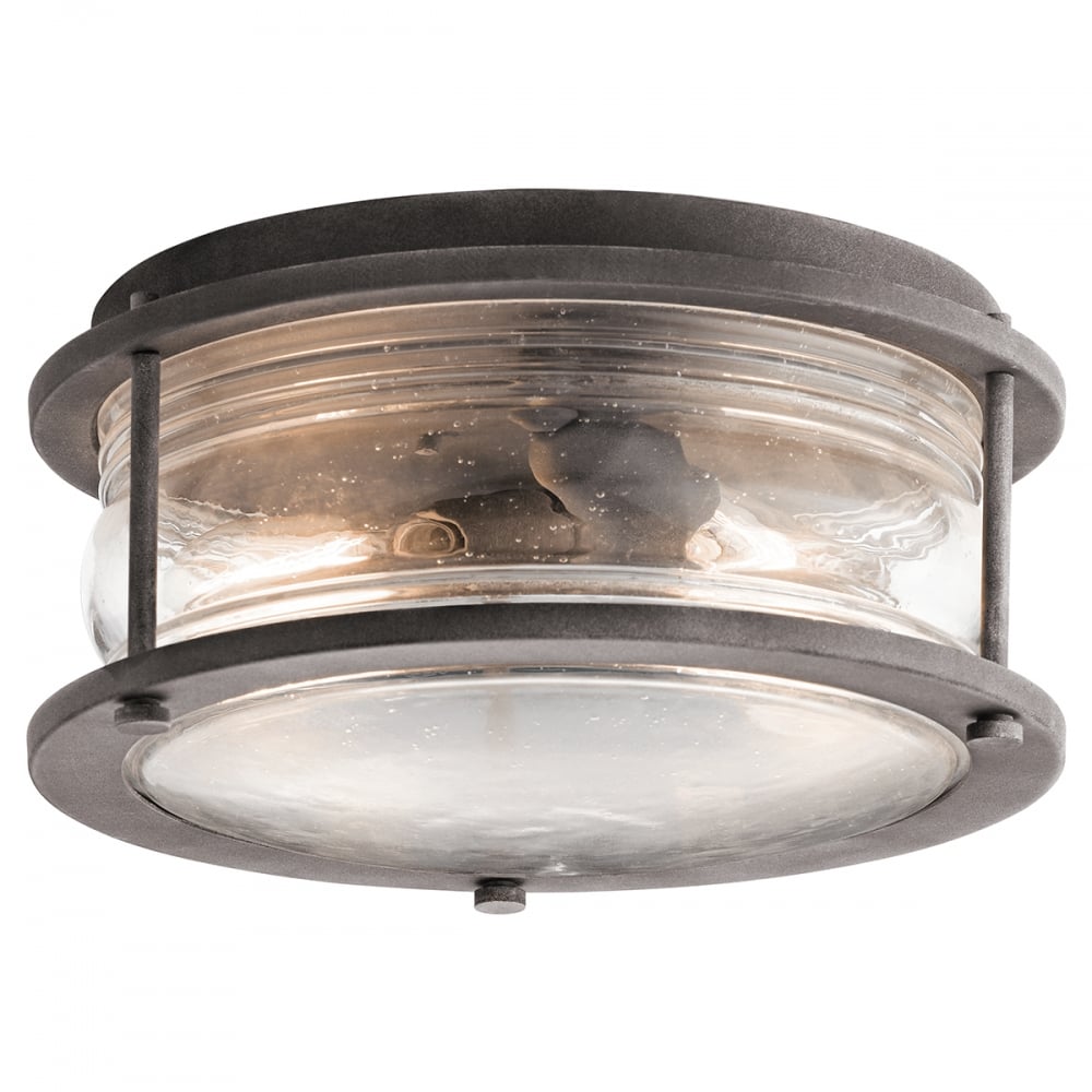 Kichler Ashland Bay 2 Light Outdoor Flush Fitting - Weathered Zinc