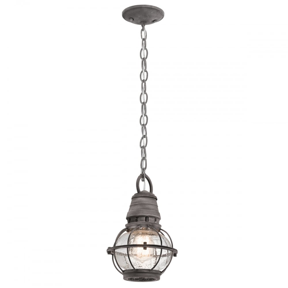 Kichler Bridge Point Single Small Chain Lantern - Weathered Zinc