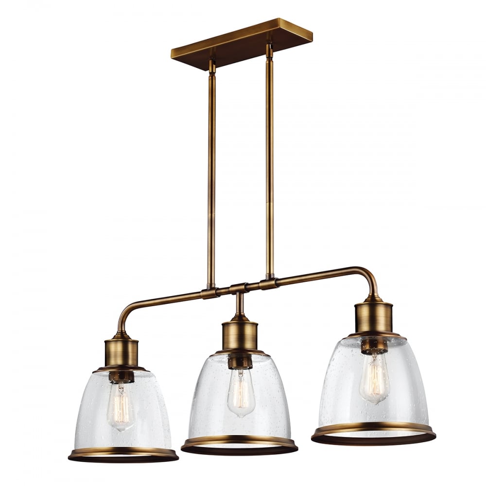 Feiss Hobson 3 Light Island Chandelier - Aged Brass