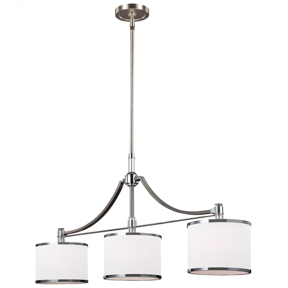 Feiss Prospect Park 3 Light Island Chandelier - Satin Nickel & Chrome