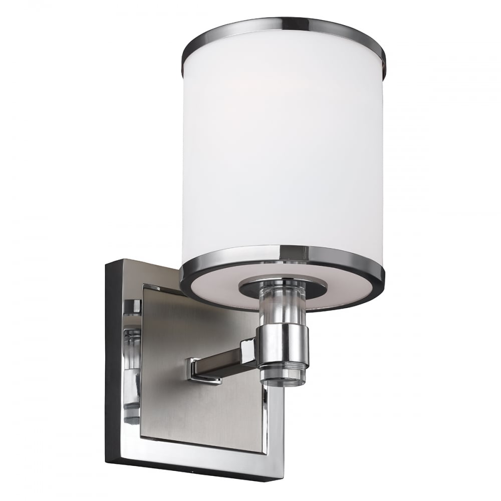 Feiss Prospect Park Single Wall Light - Satin Nickel & Chrome