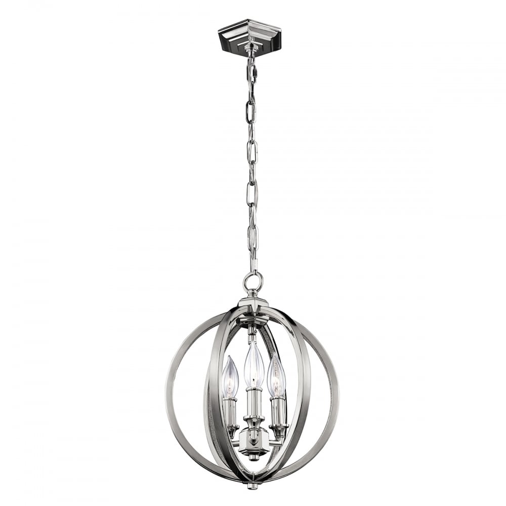 Feiss Corinne 3 Light Small Pendant - Polished Nickel