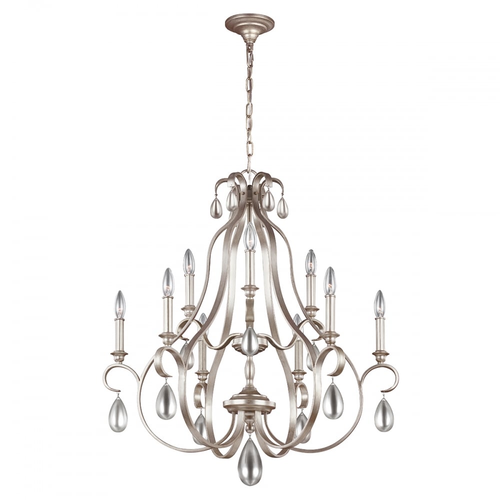 Feiss DeWitt 9 Light Chandelier - Sunrise Silver