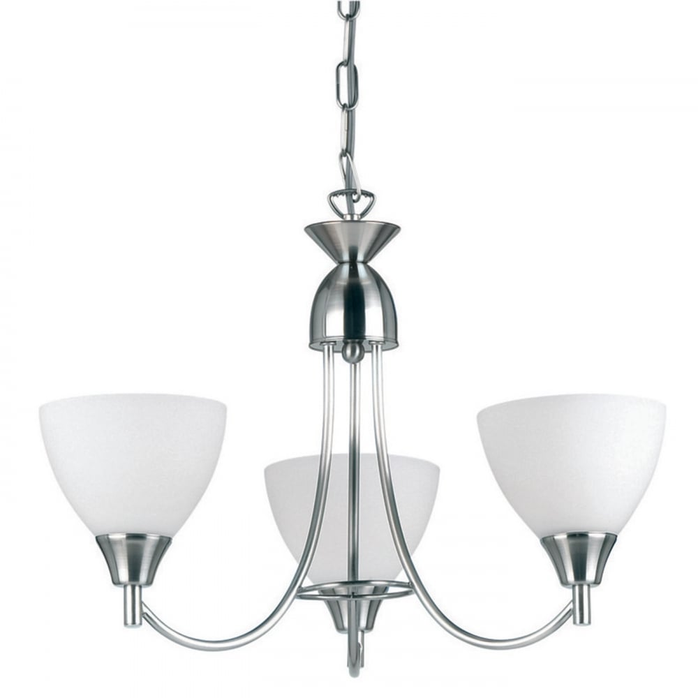 Endon Alton 3 Light Pendant - Satin Chrome Plate & Matt Opal Glass