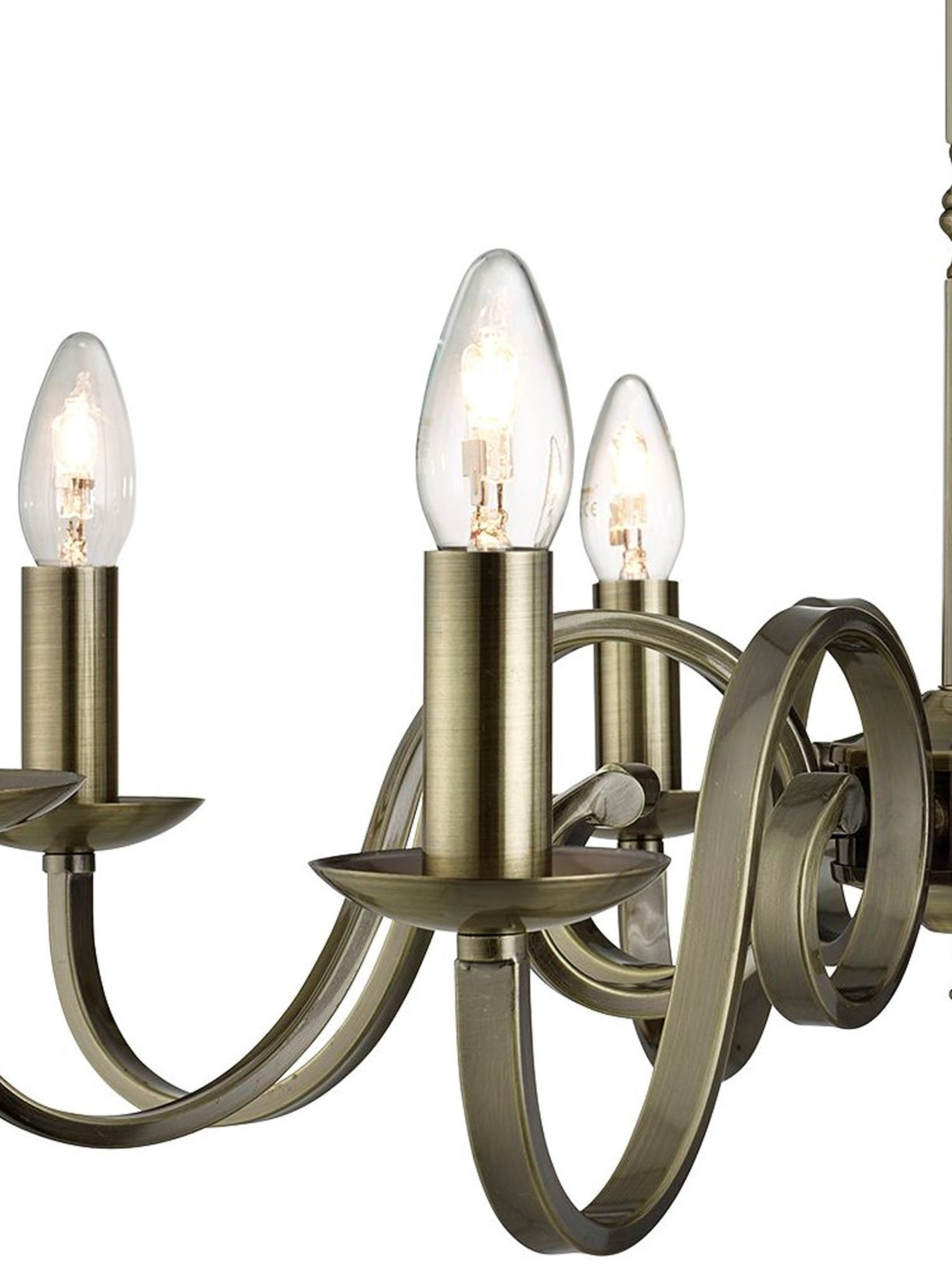 Searchlight Rankin 8 Light Ceiling Fitting With Candle Style Sconces - Antique Brass