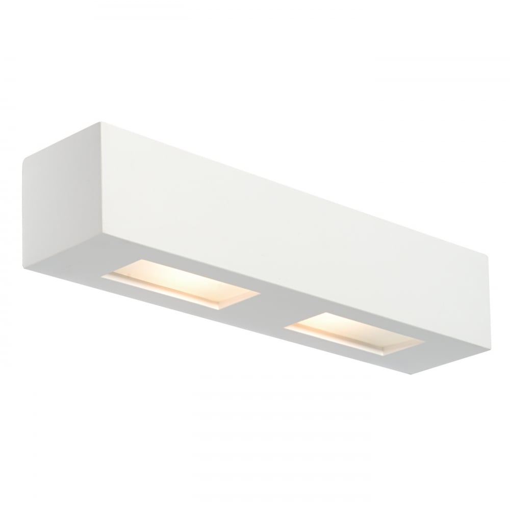 Saxby Box 2 light wall - White plaster & frosted glass