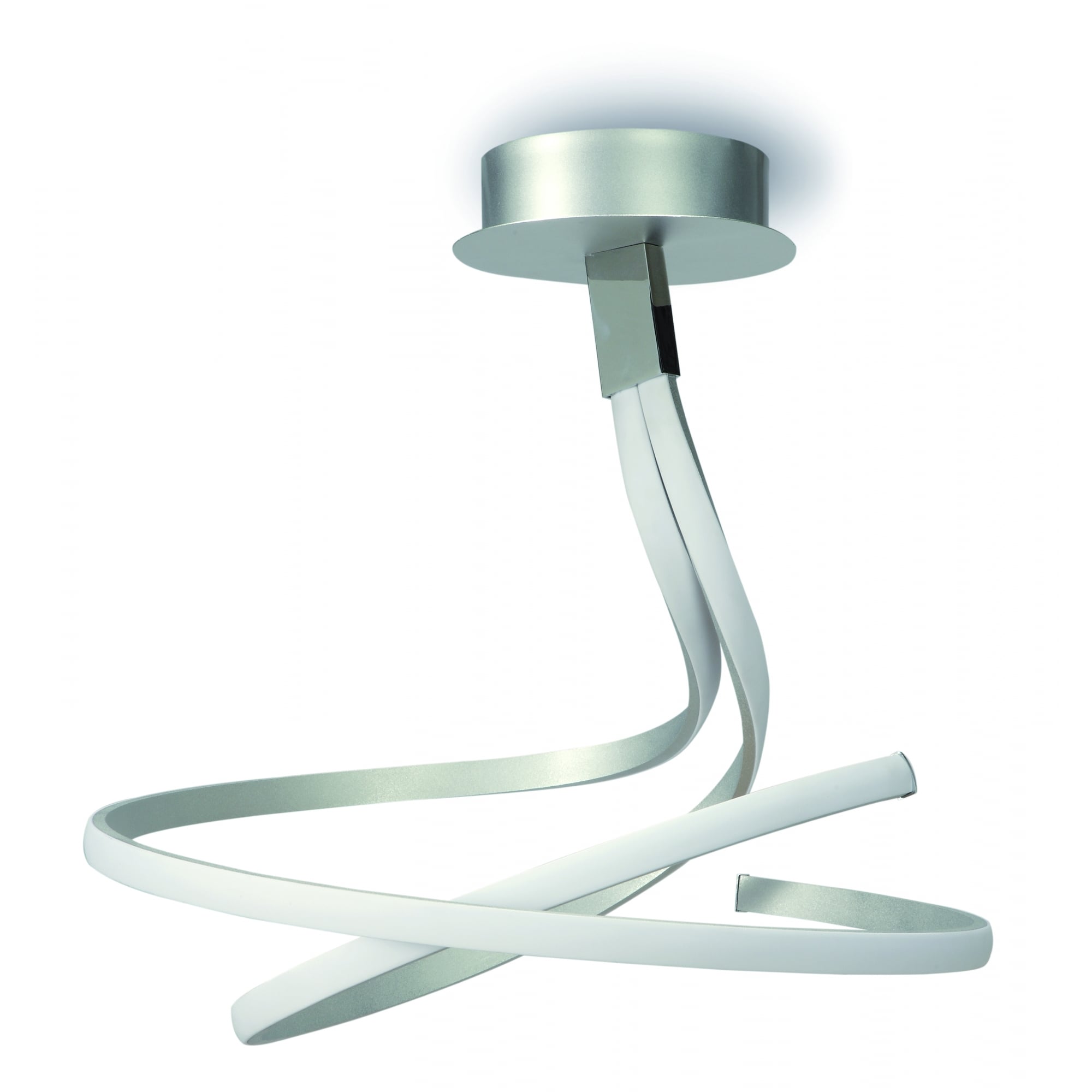 Mantra Nur LED Dimmable 2 Light Semi-Flush Fitting - Silver/Chrome/Acrylic Diffuser