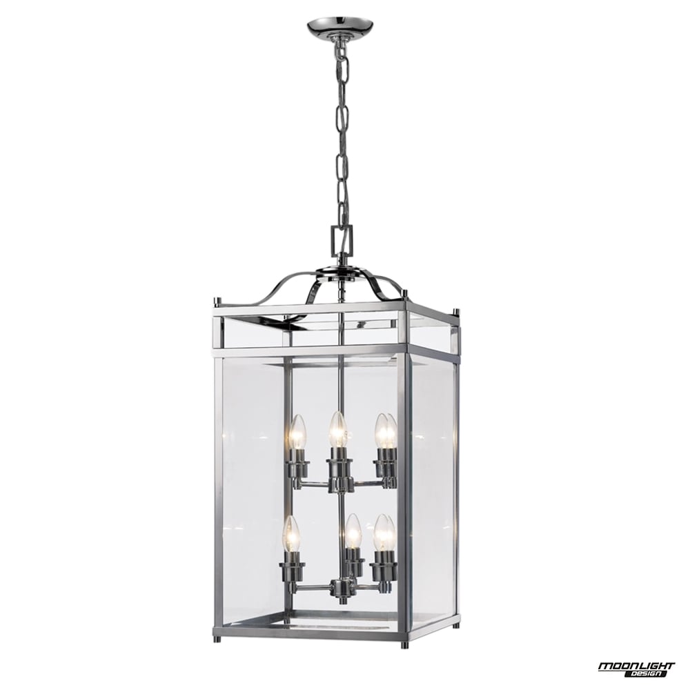 Diyas IL31104 Aston Pendant 6 Light Polished Chrome/Glass