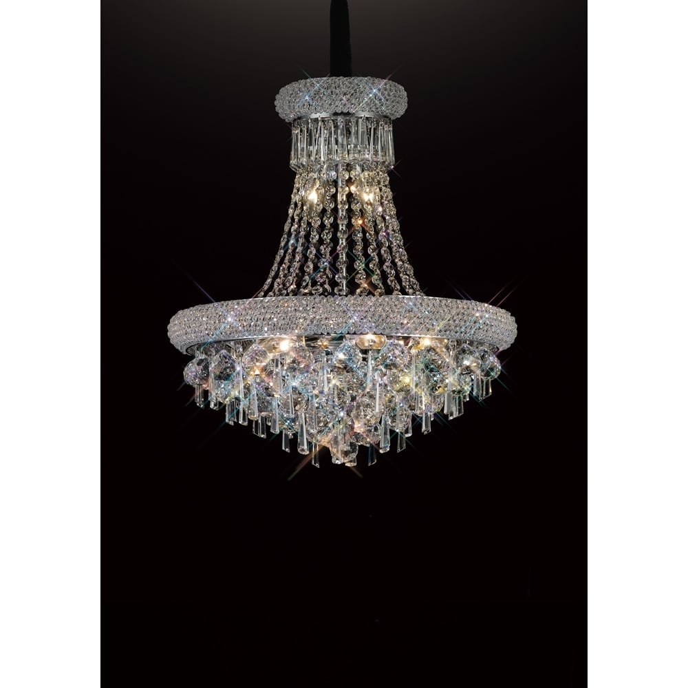 Diyas Alexandra 9 Light Pendant - Polished Chrome & Crystal