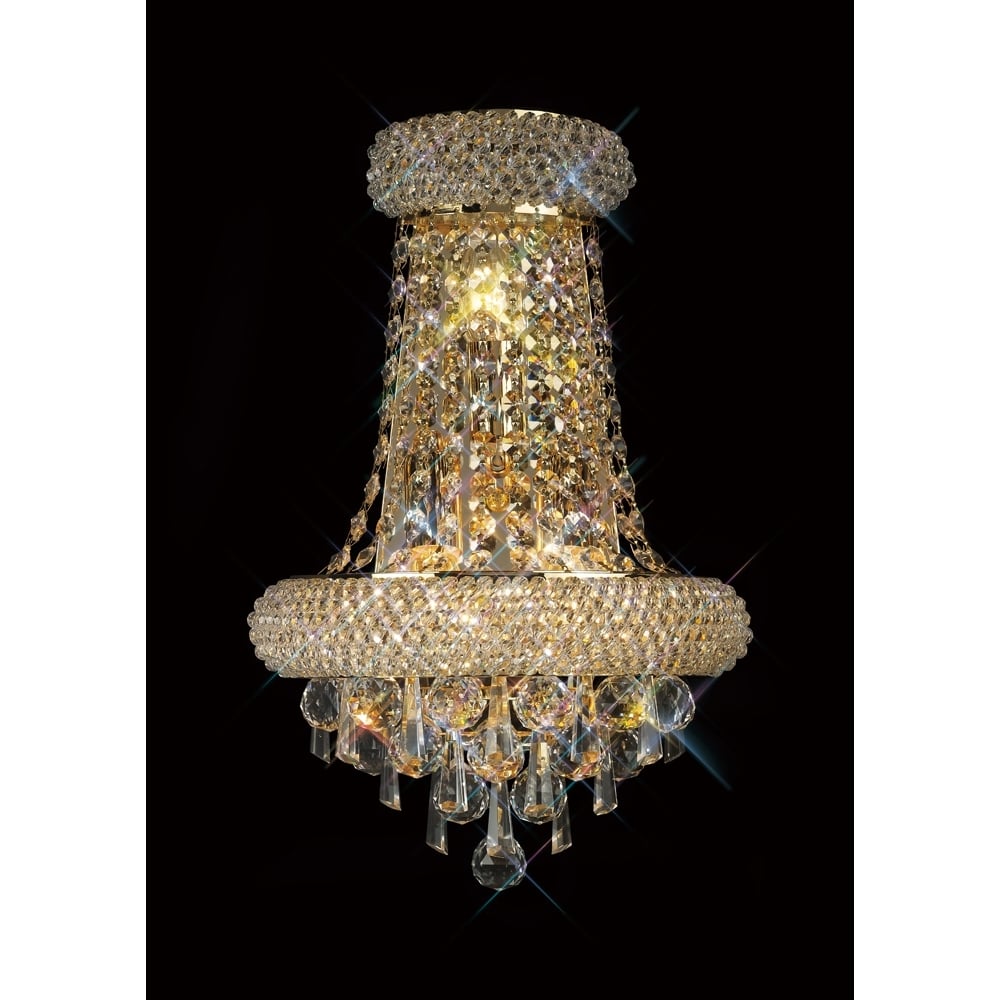 Diyas Alexandra Large 3 Light Wall Light - French Gold & Crystal