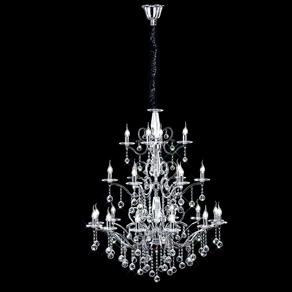Diyas IL30126+4+12 Zinta Pendant 3 Tier 22 Light Polished Chrome/Crystal (ITEM REQUIRES ASSEMBLY)
