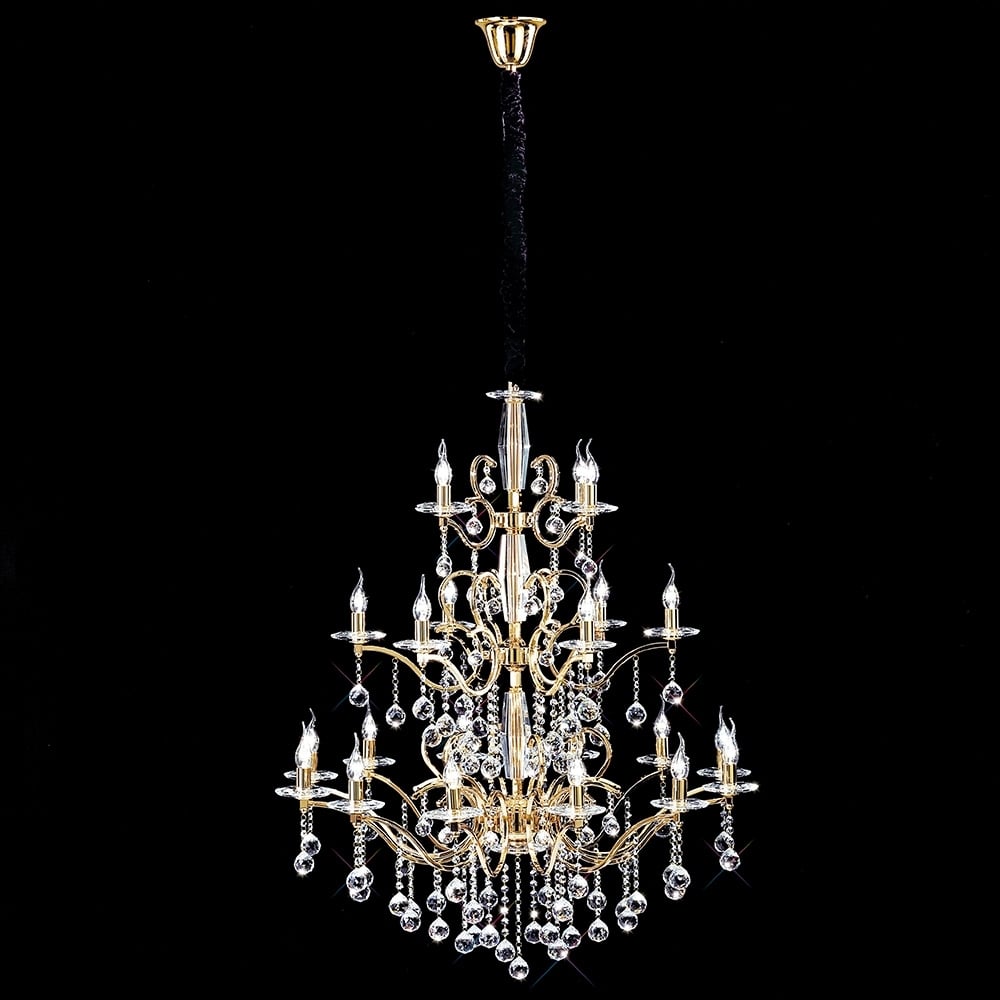 Diyas IL30226+4+12 Zinta Pendant 3 Tier 22 Light French Gold/Crystal (ITEM REQUIRES ASSEMBLY)