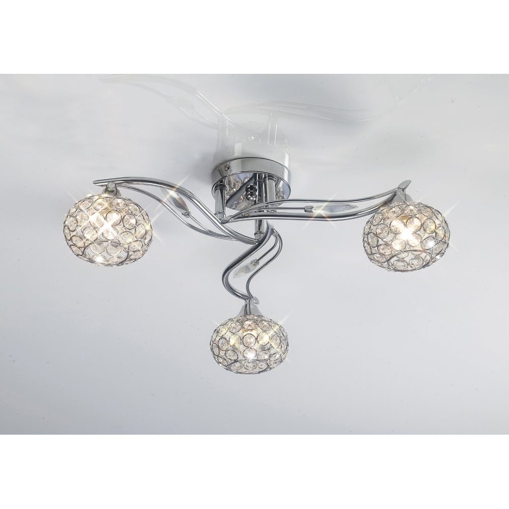 Diyas IL30953 Leimo Ceiling 3 Light Polished Chrome/Crystal