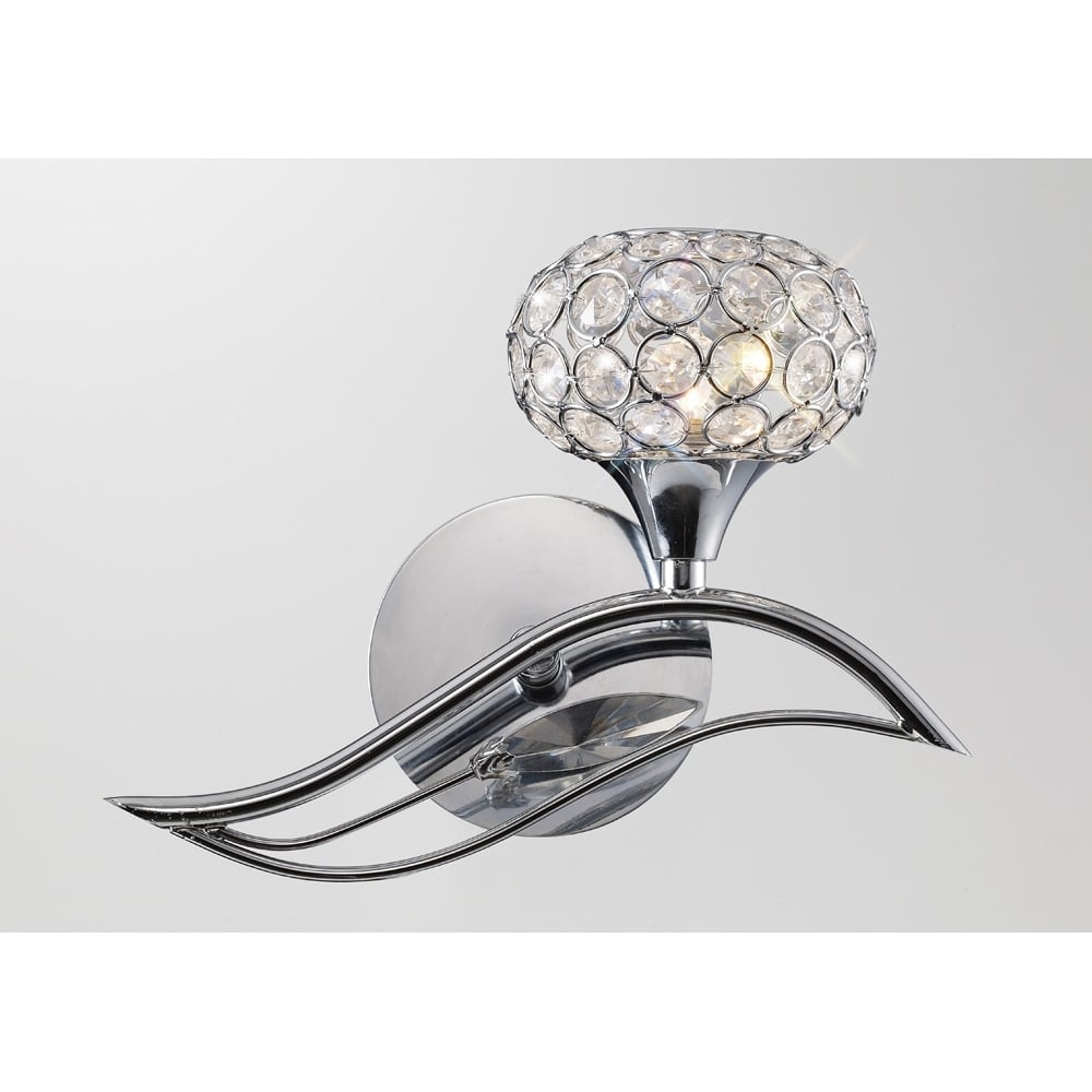 Diyas IL30951/R Leimo Wall Light Switched 1 Light Right Polished Chrome/Crystal