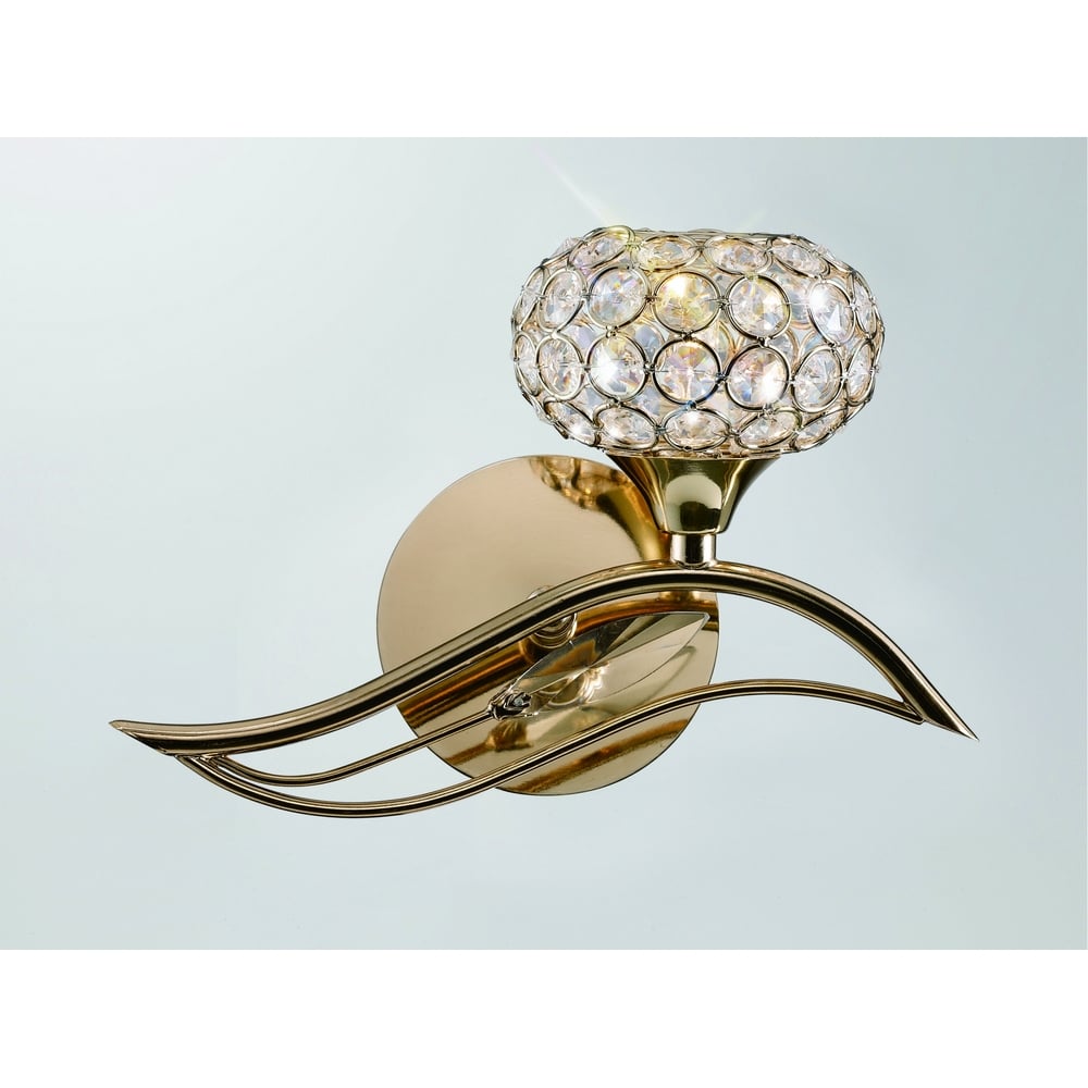 Diyas IL30961/R Leimo Wall Light Switched 1 Light Right French Gold/Crystal
