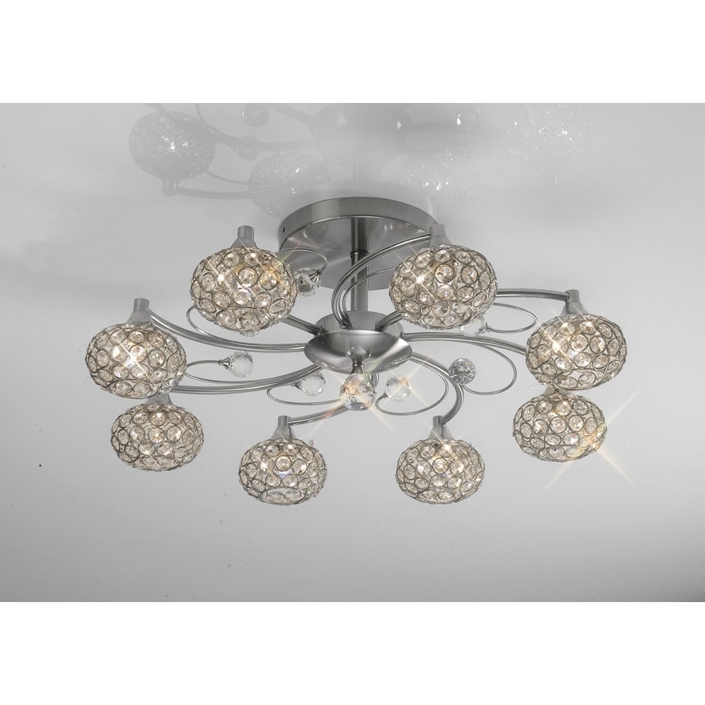 Diyas IL30938 Cara Semi Ceiling 8 Light Satin Nickel/Crystal