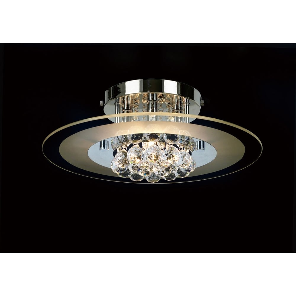 Diyas IL30021 Delmar Ceiling Round 4 Light Polished Chrome/Glass/Crystal