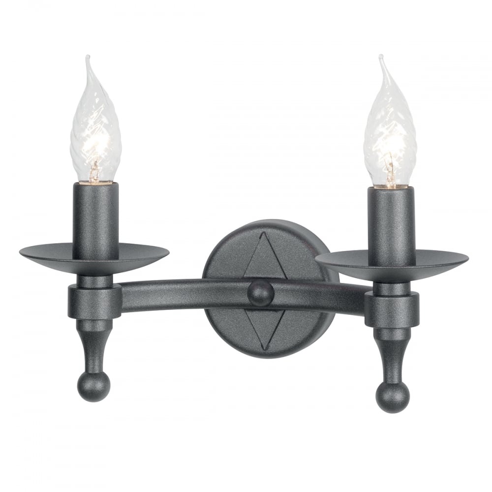 Elstead Warwick 2 Light Wall Light - Graphite Black