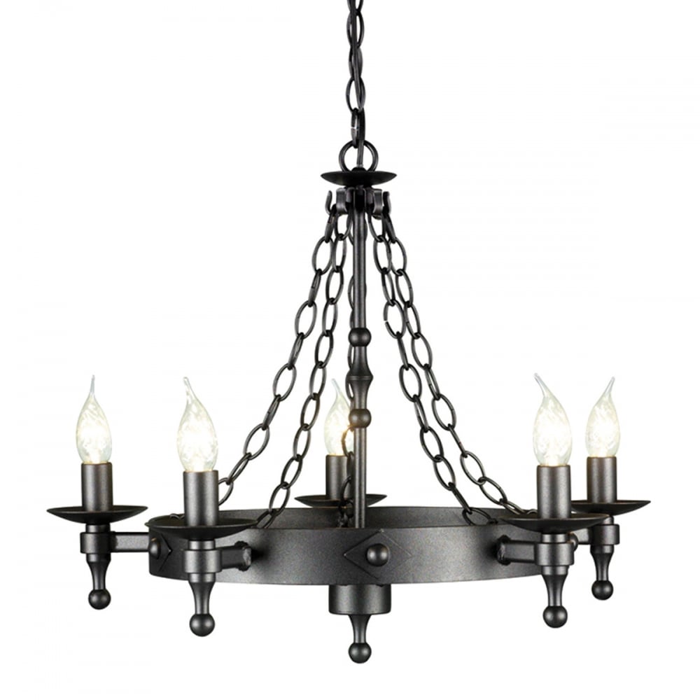 Elstead Warwick 5 Light Chandelier - Graphite Black