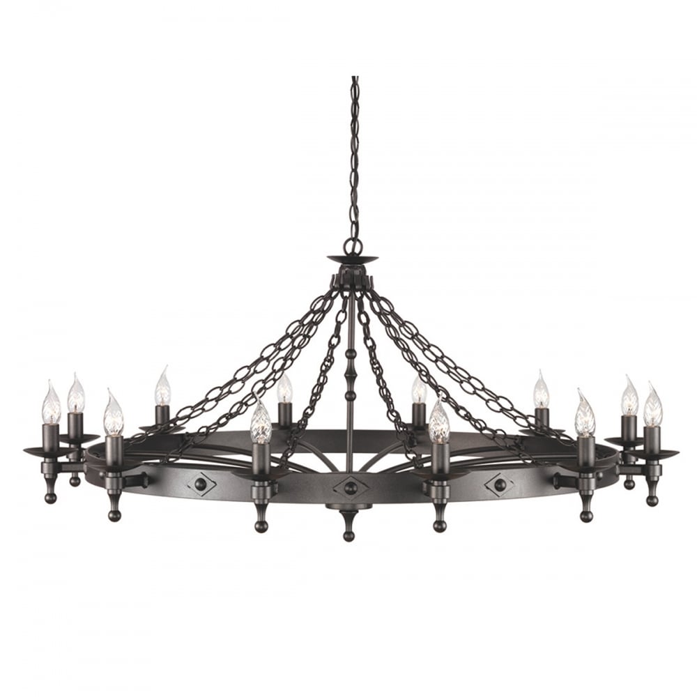 Elstead Warwick 12 Light Chandelier - Graphite Black