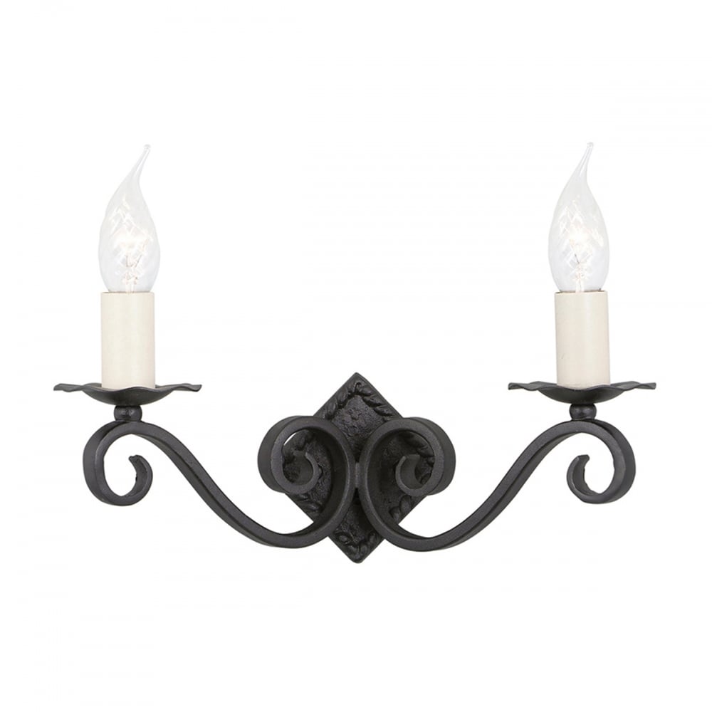 Elstead Rectory Swirl 2 Light Wall Light - Black