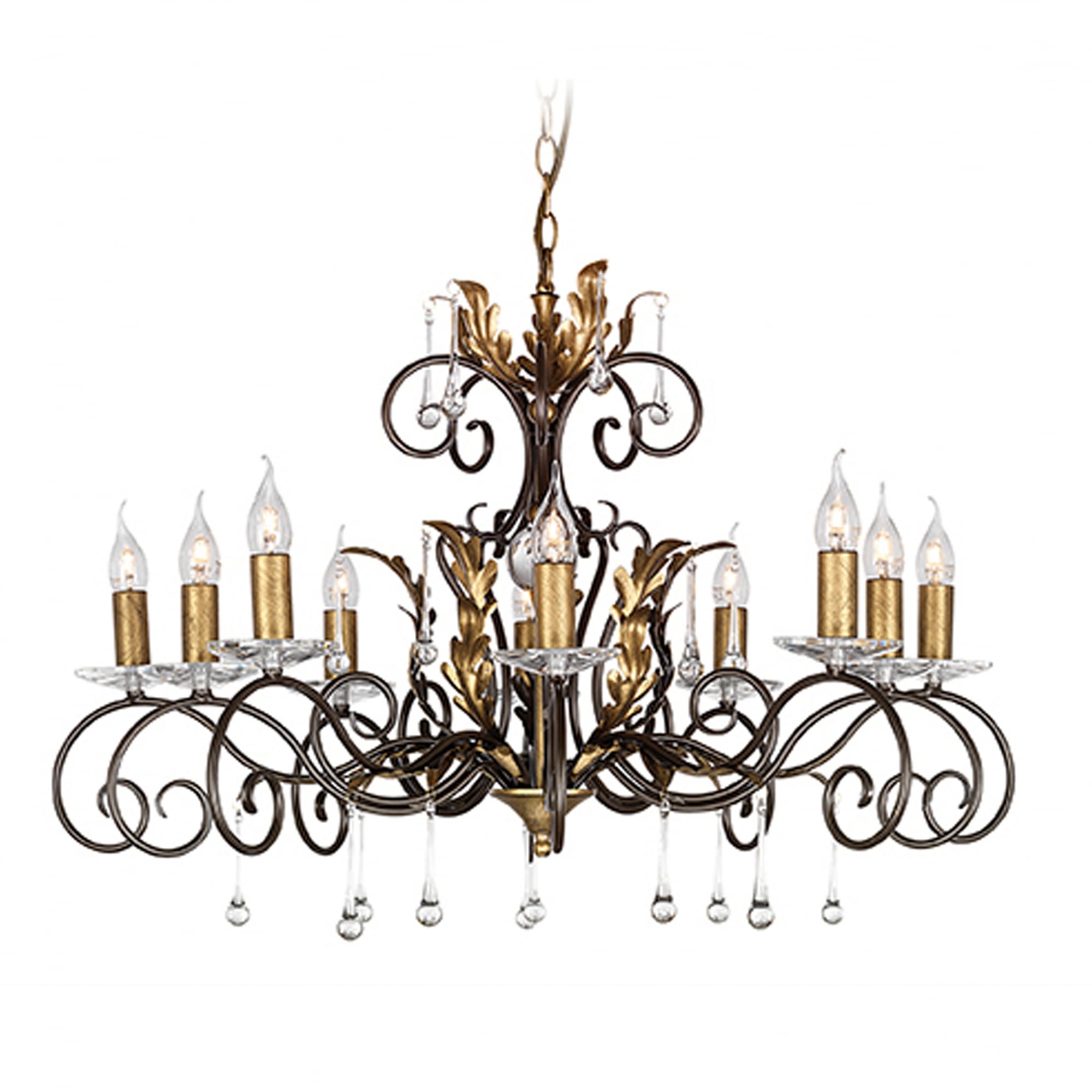 Elstead Amarilli 10 Light Chandelier - Bronze & Gold