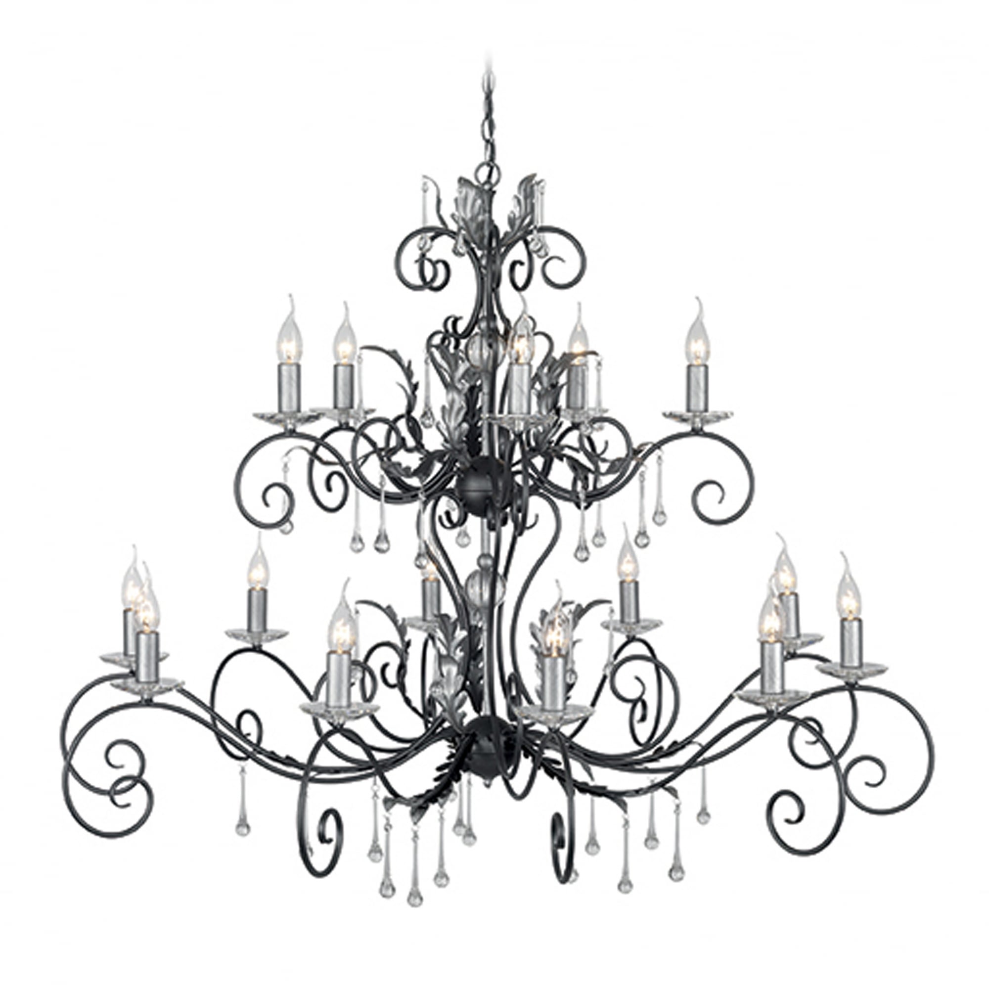 Elstead Amarilli 15 Light Chandelier - Black & Silver