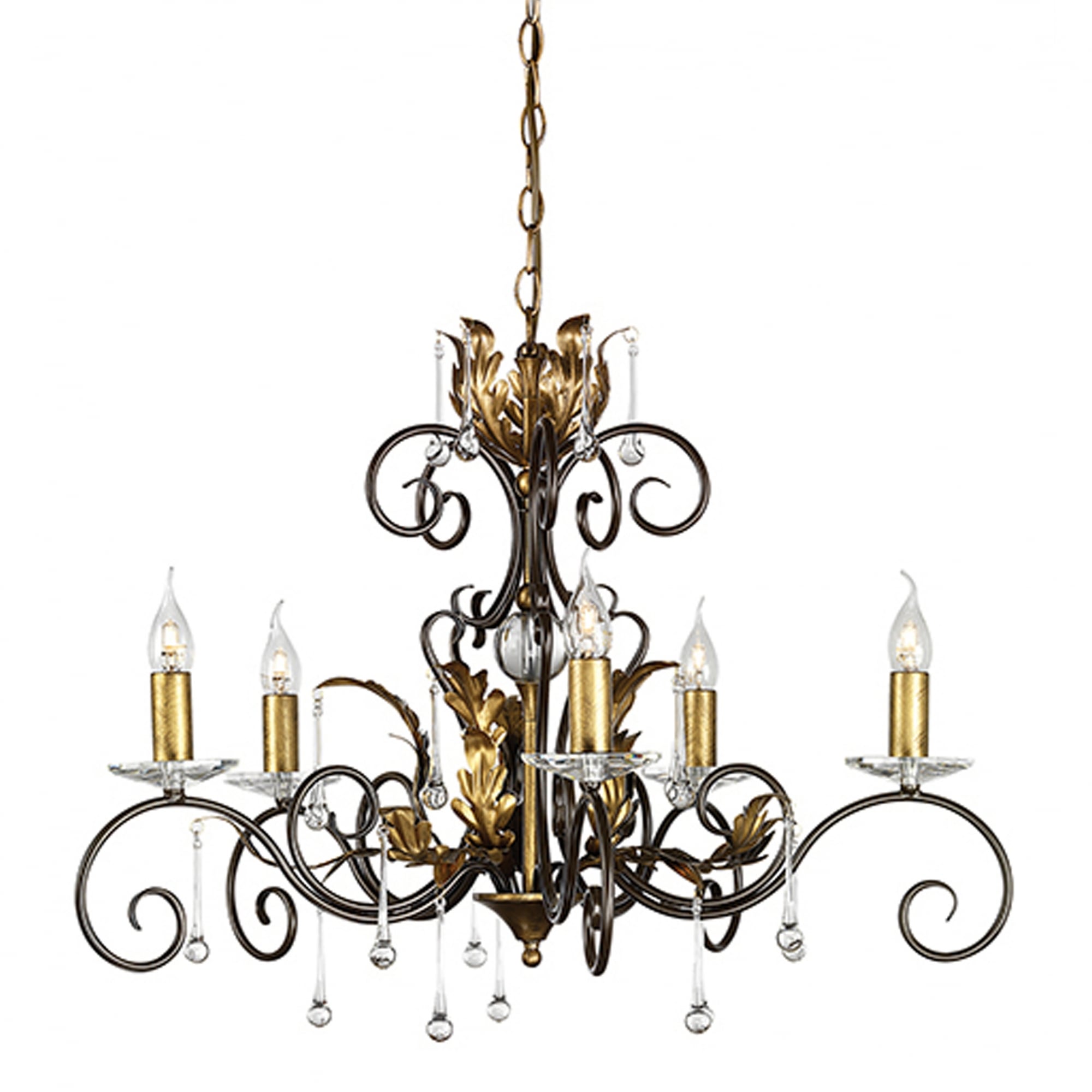 Elstead Amarilli 5 Light Chandelier - Bronze & Gold
