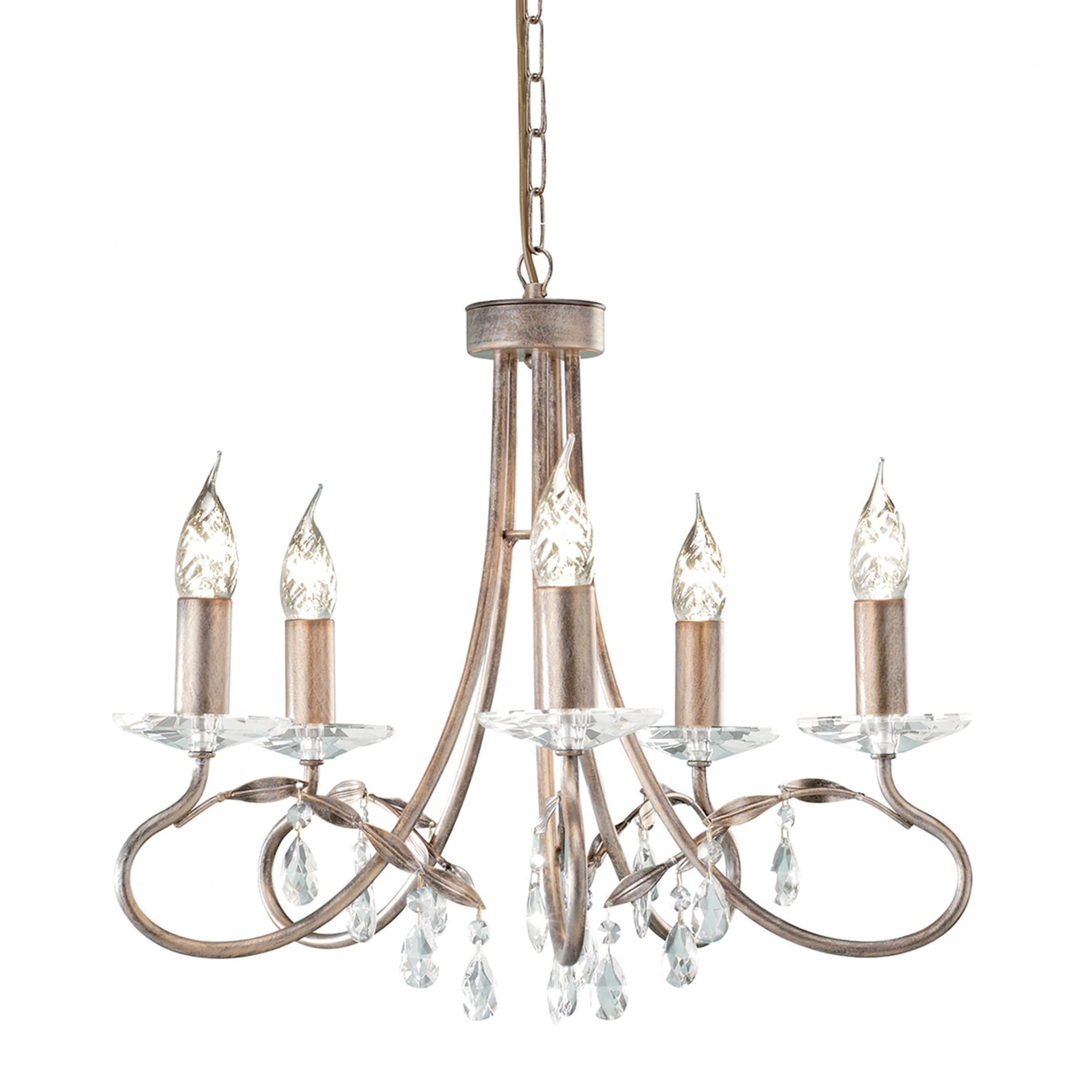 Elstead Christina 5 Light Chandelier - Silver & Gold