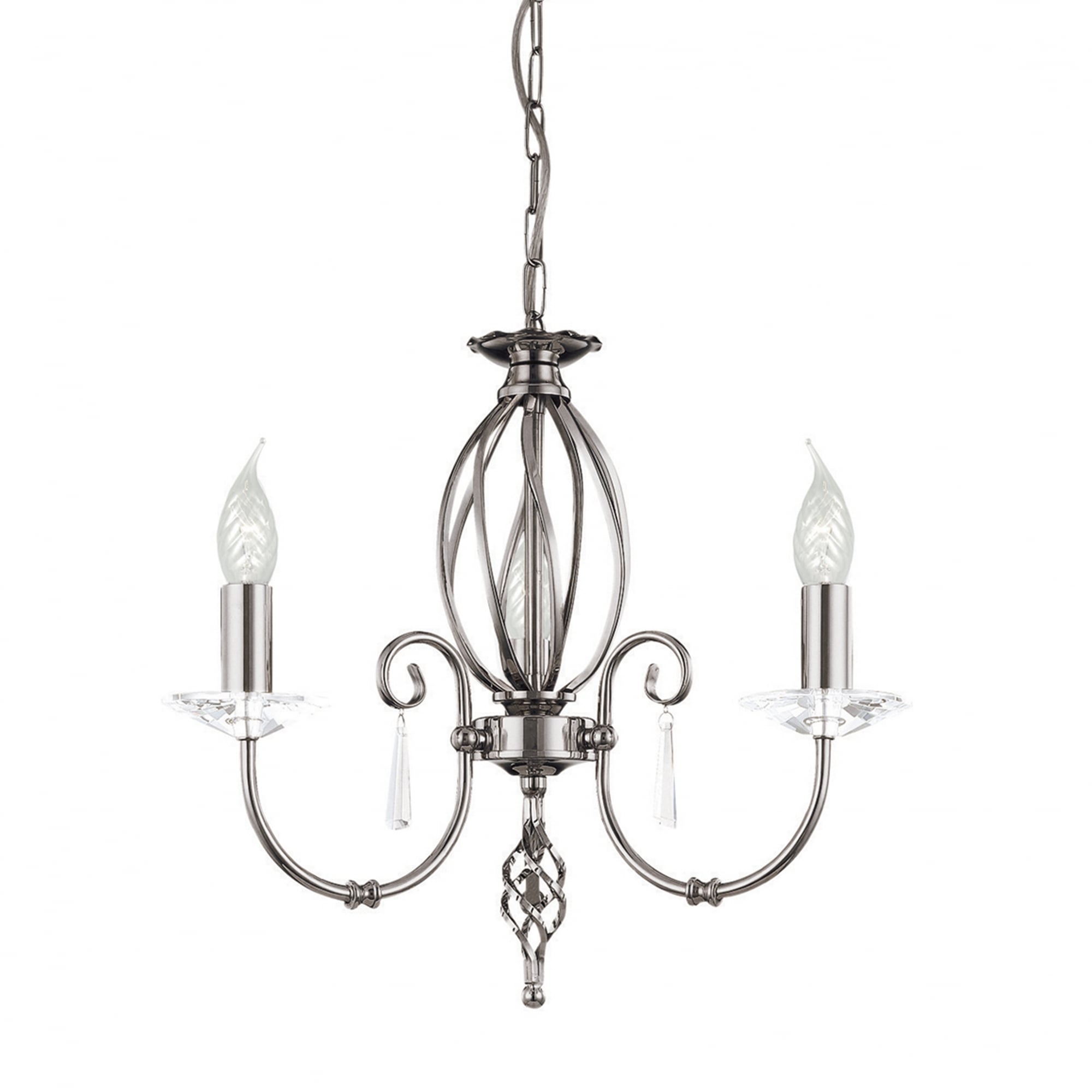 Elstead Aegean 3 Light Chandelier - Polished Nickel