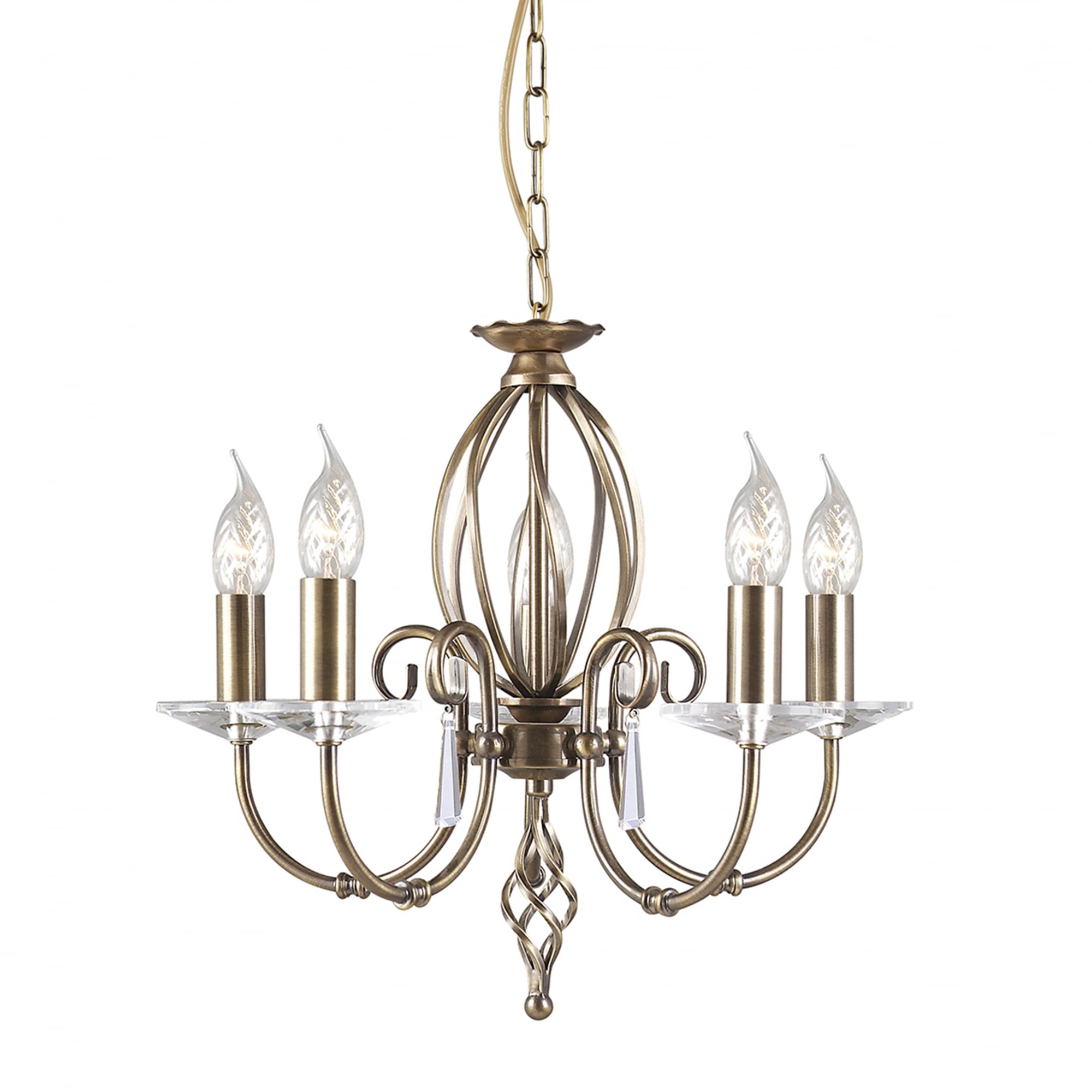 Elstead Aegean 5 Light Chandelier - Aged Brass