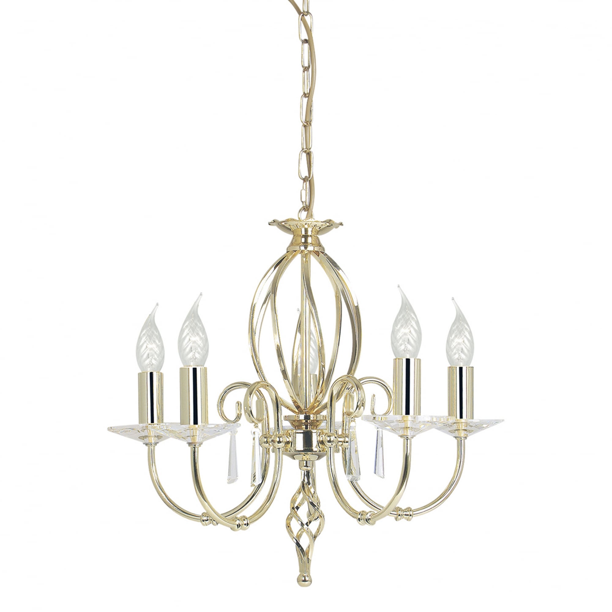 Elstead Aegean 5 Light Chandelier - Polished Brass