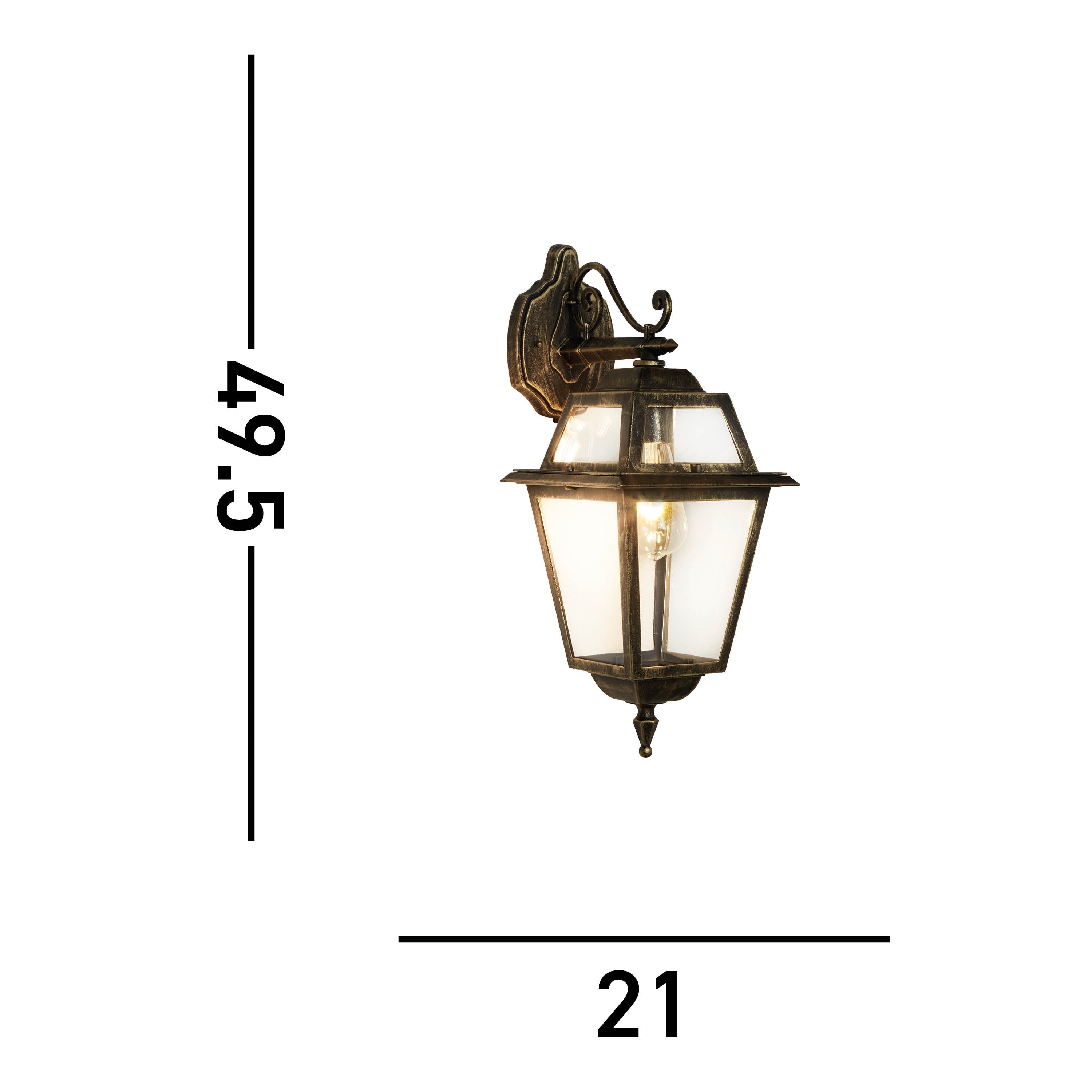 Searchlight Needham Outdoor Down Wall Light - Black Gold & Clear Glass - IP44