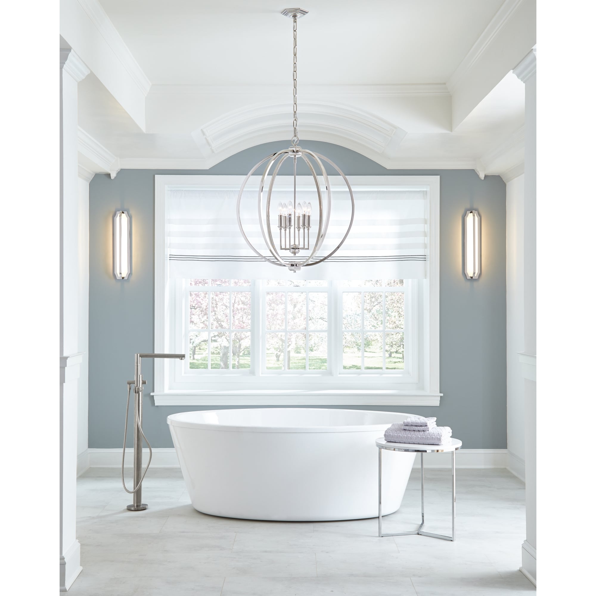 Feiss Corinne 6 Light Pendant - Polished Nickel