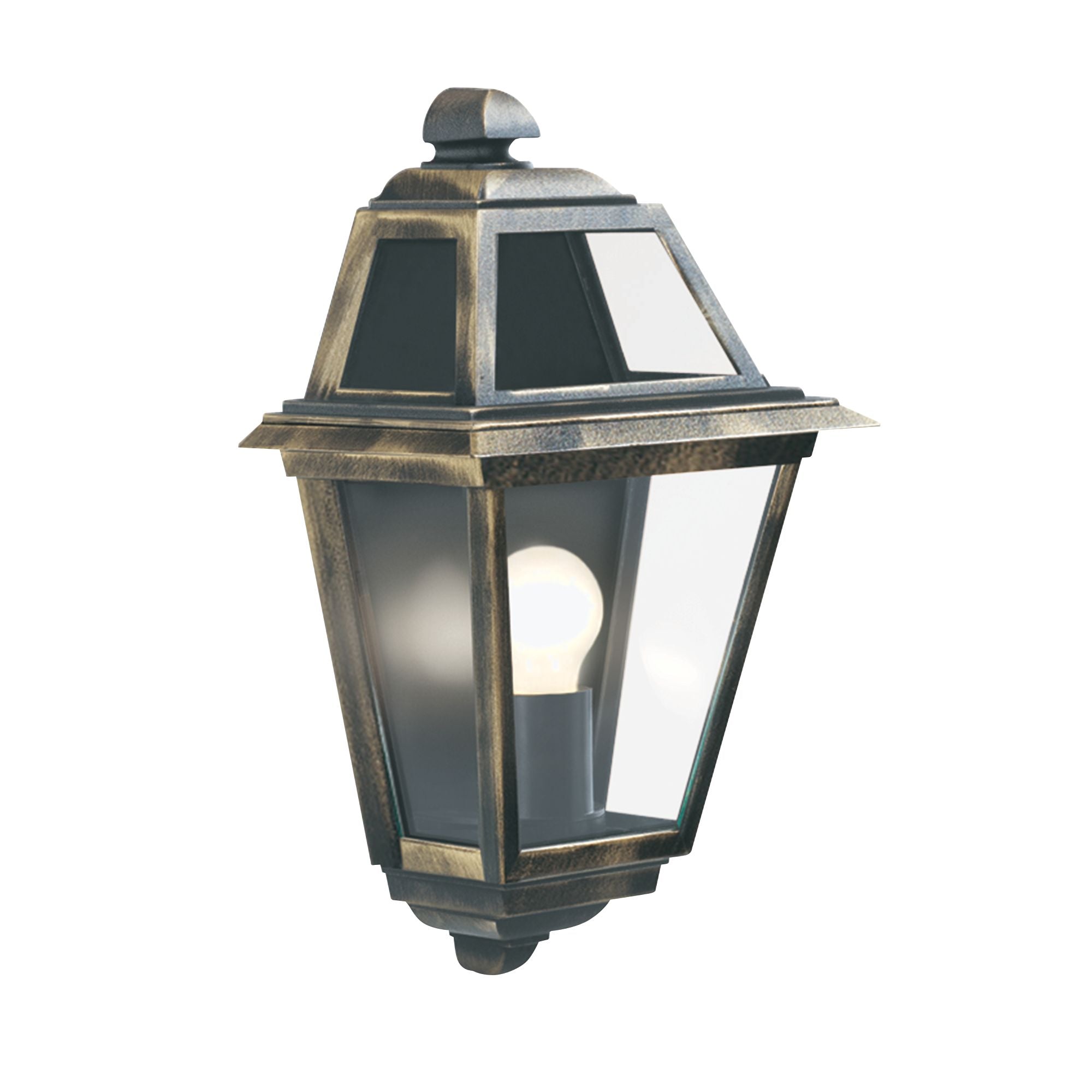 Searchlight Needham Outdoor Flush Wall Light - Black Gold & Glass - IP44
