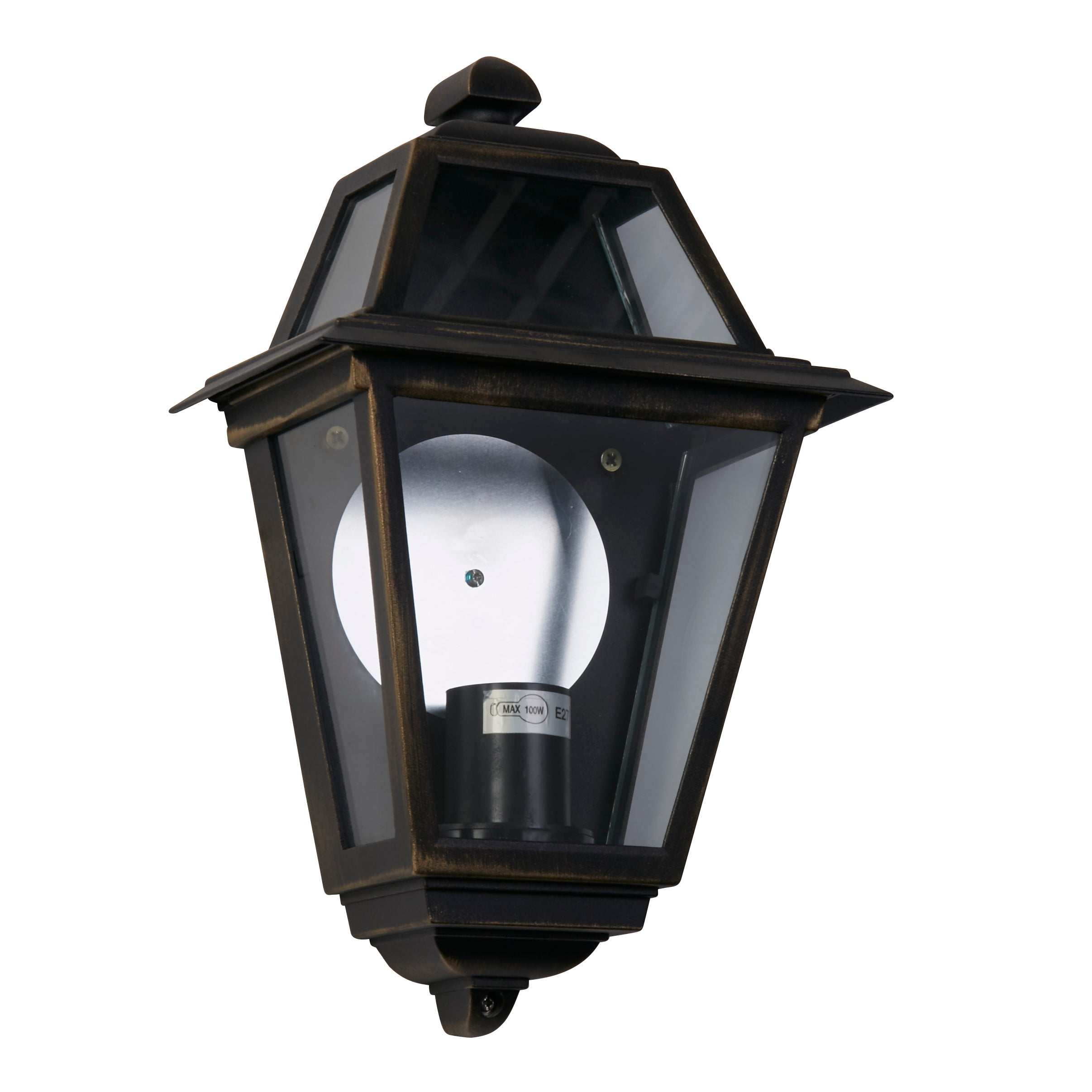 Searchlight Needham Outdoor Flush Wall Light - Black Gold & Glass - IP44