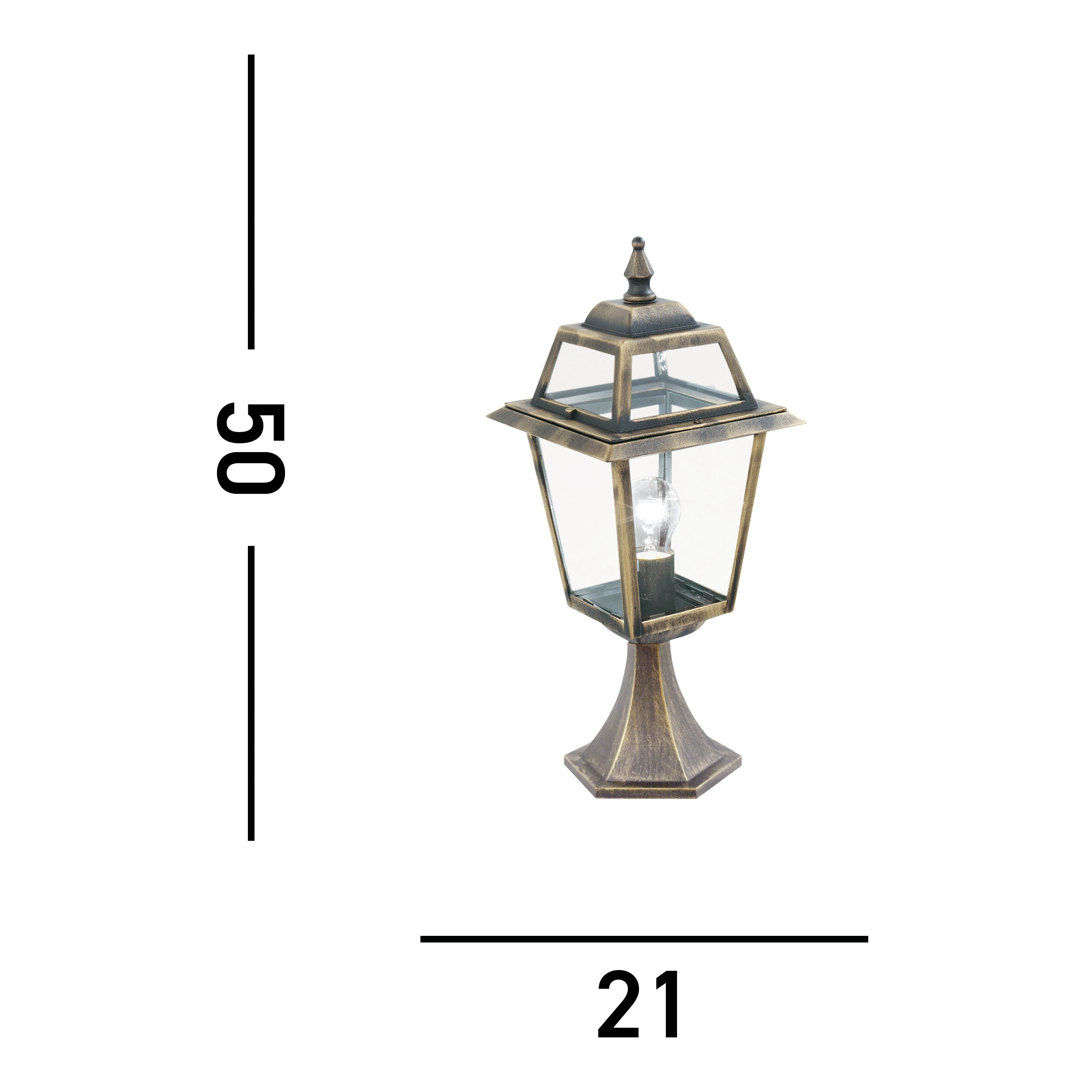 Searchlight Needham Outdoor Post - Aluminium, Black Gold & Clear Glass - IP44