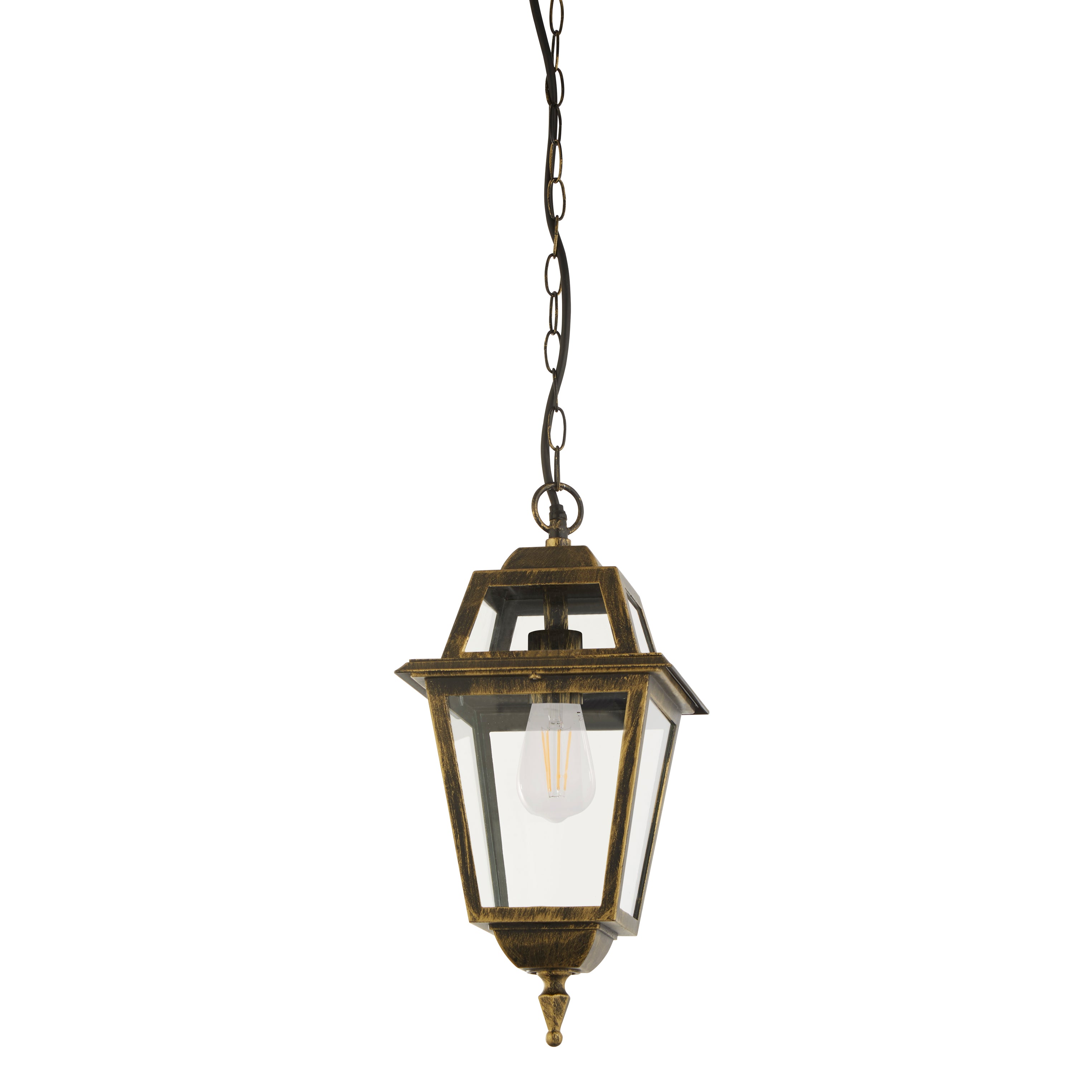 Searchlight Needham Pendant Lantern - Black Gold & Glass - IP44