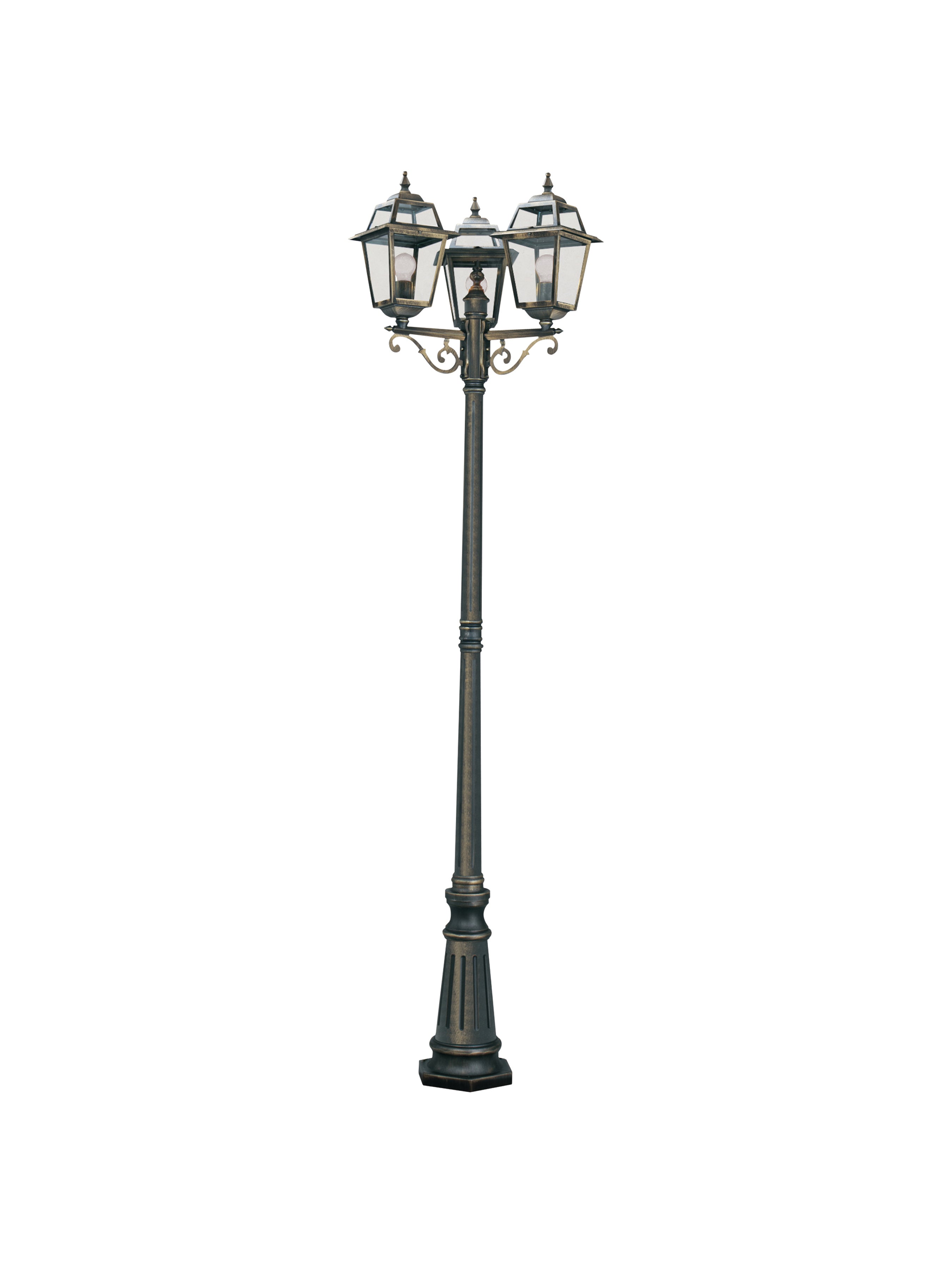 Searchlight Needham 3 Light 230cm Outdoor Post - Black Gold & Glass - IP44