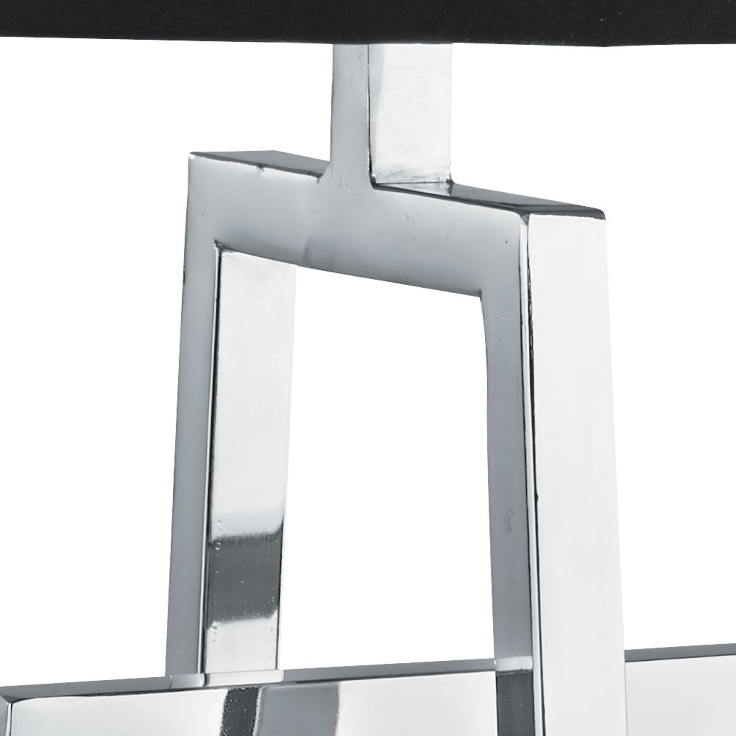 Searchlight Yew Table Lamp Crossed Frame, Chrome, Black Tapered Shade