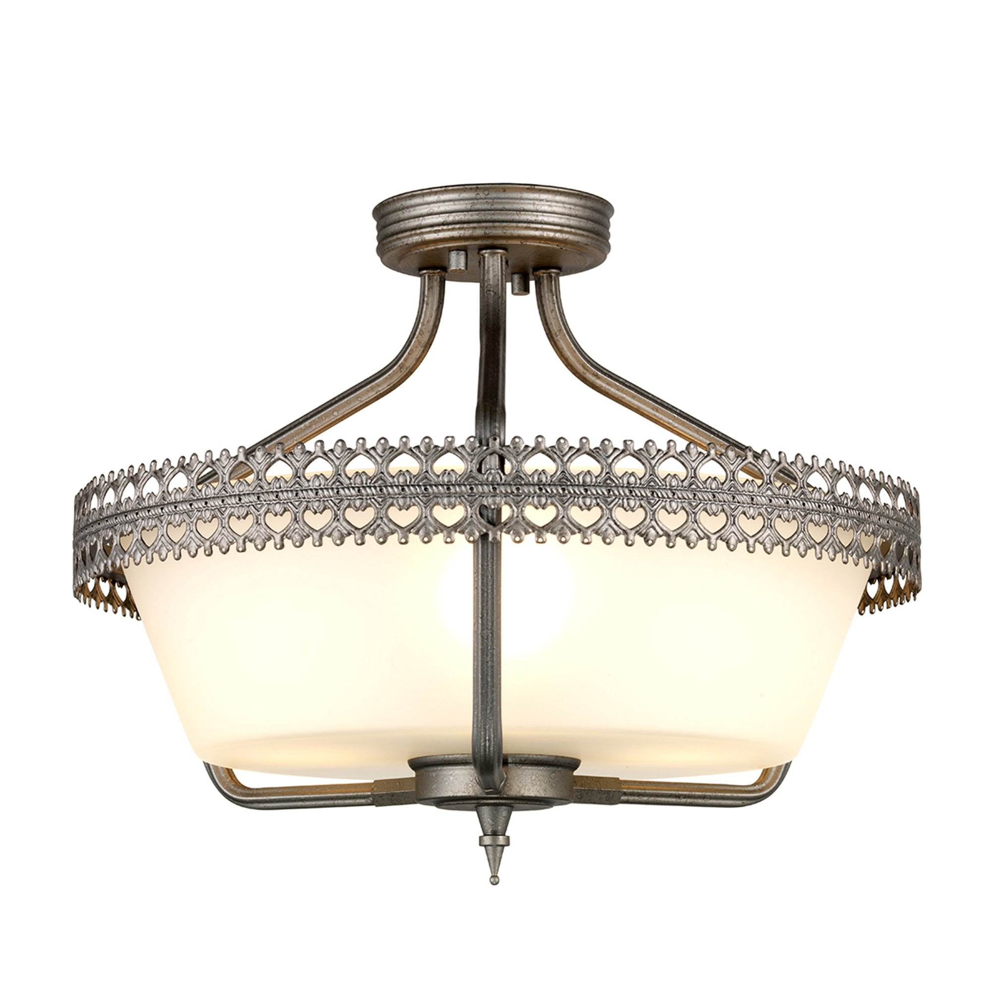 Elstead Crown 3 Light Semi-Flush/Pendant - Iron Gate